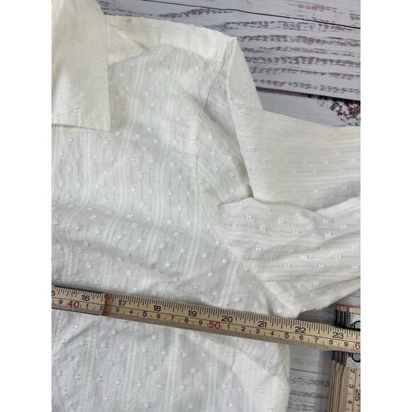 Talbots White Cotton Button Down Blouse Shirt Size XL Career Office Casual - Picture 7 of 14